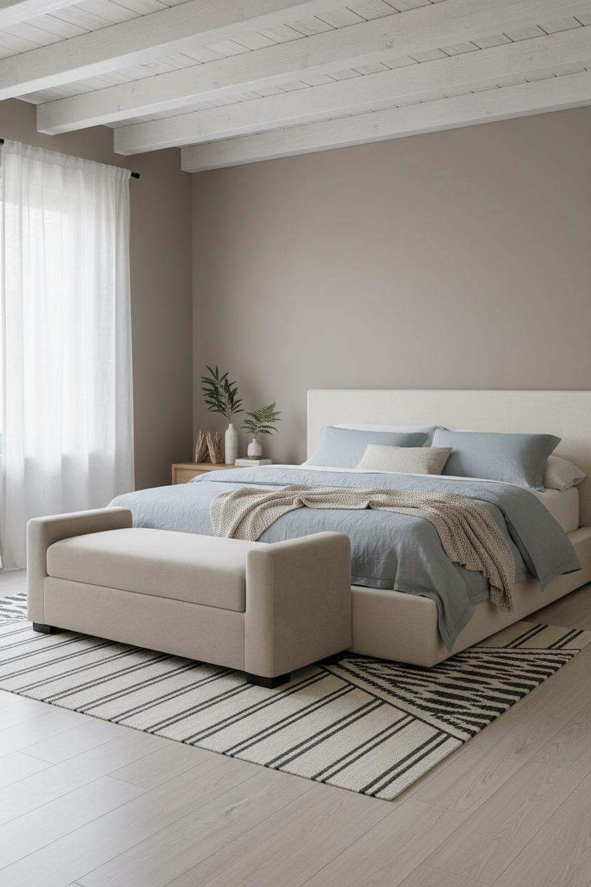 Coastal Bedroom Whitewashed Beams Beach Vibe