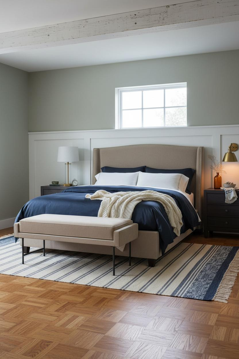 Coastal Blue Bedroom Master Bed Sage Walls
