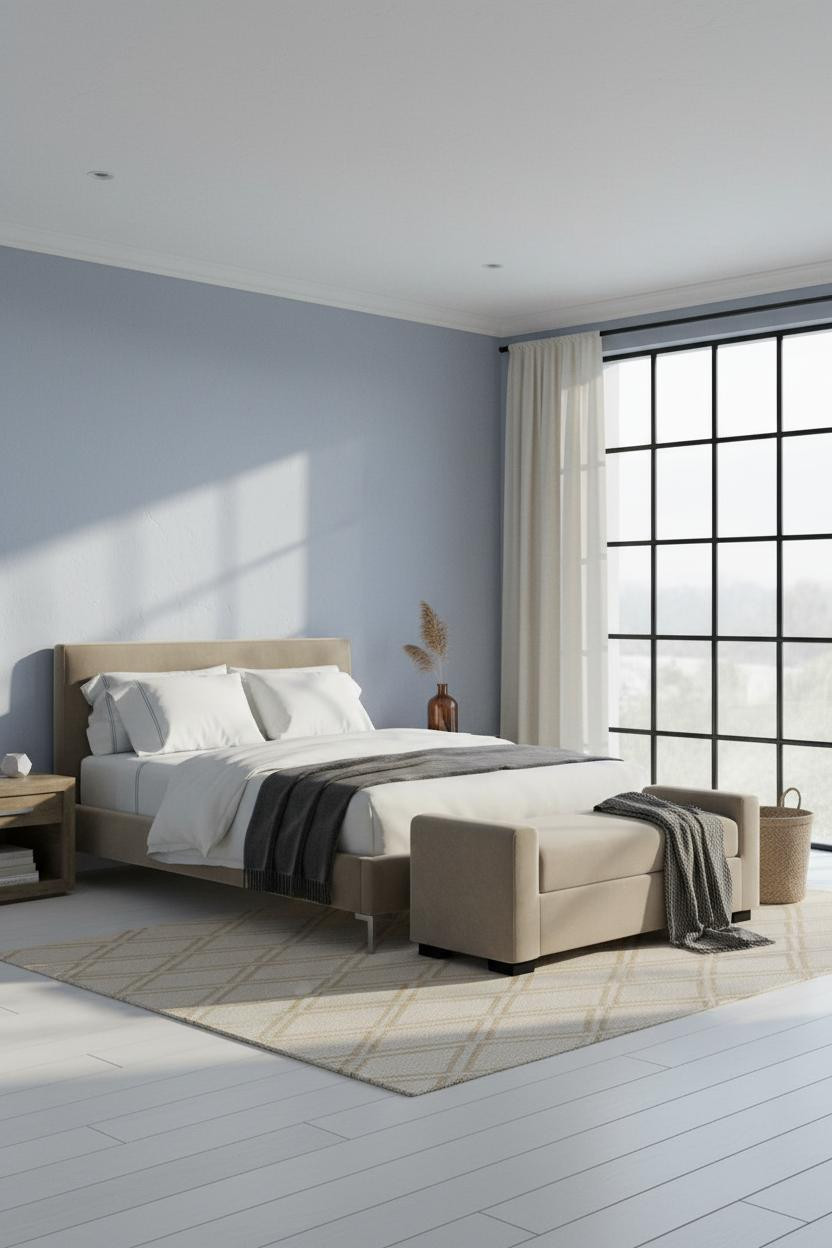 Coastal Blue Bedroom Master Bed