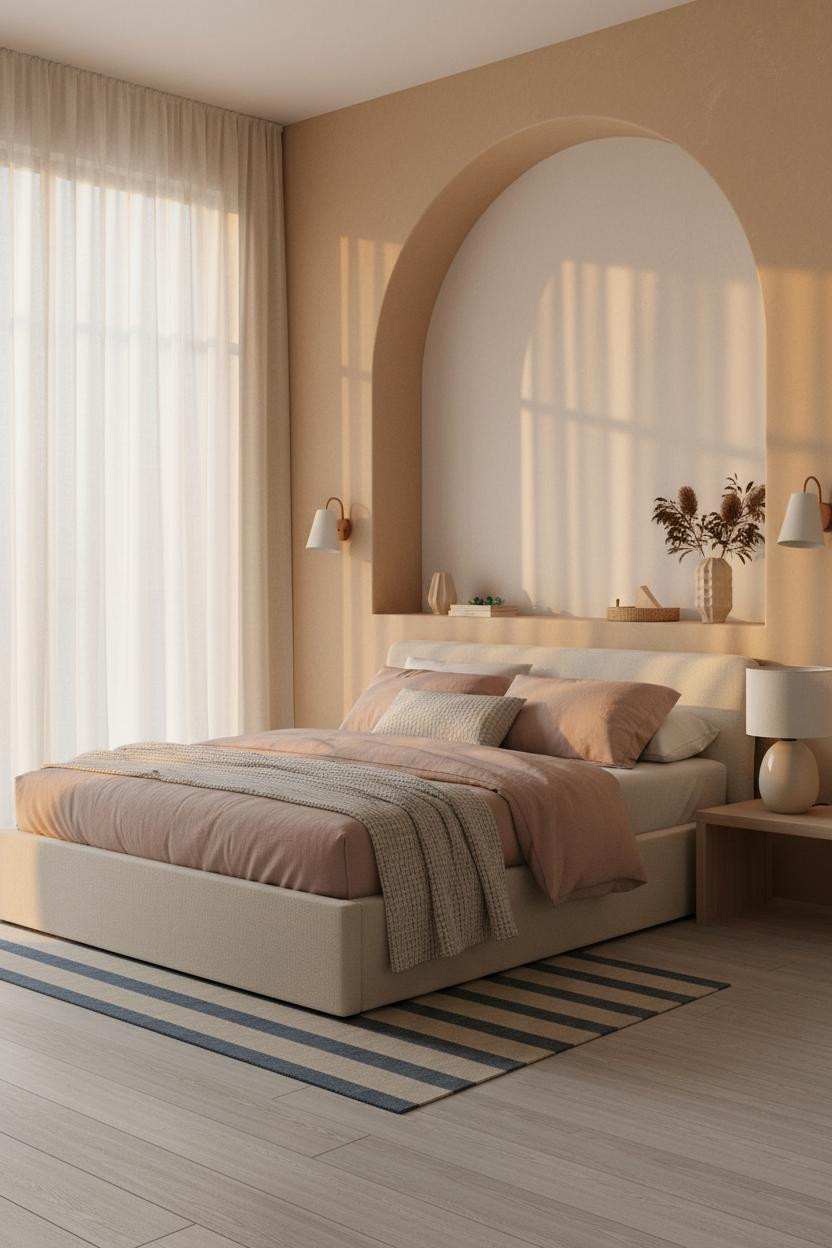 Coastal Blue Bedroom Mediterranean Alcove