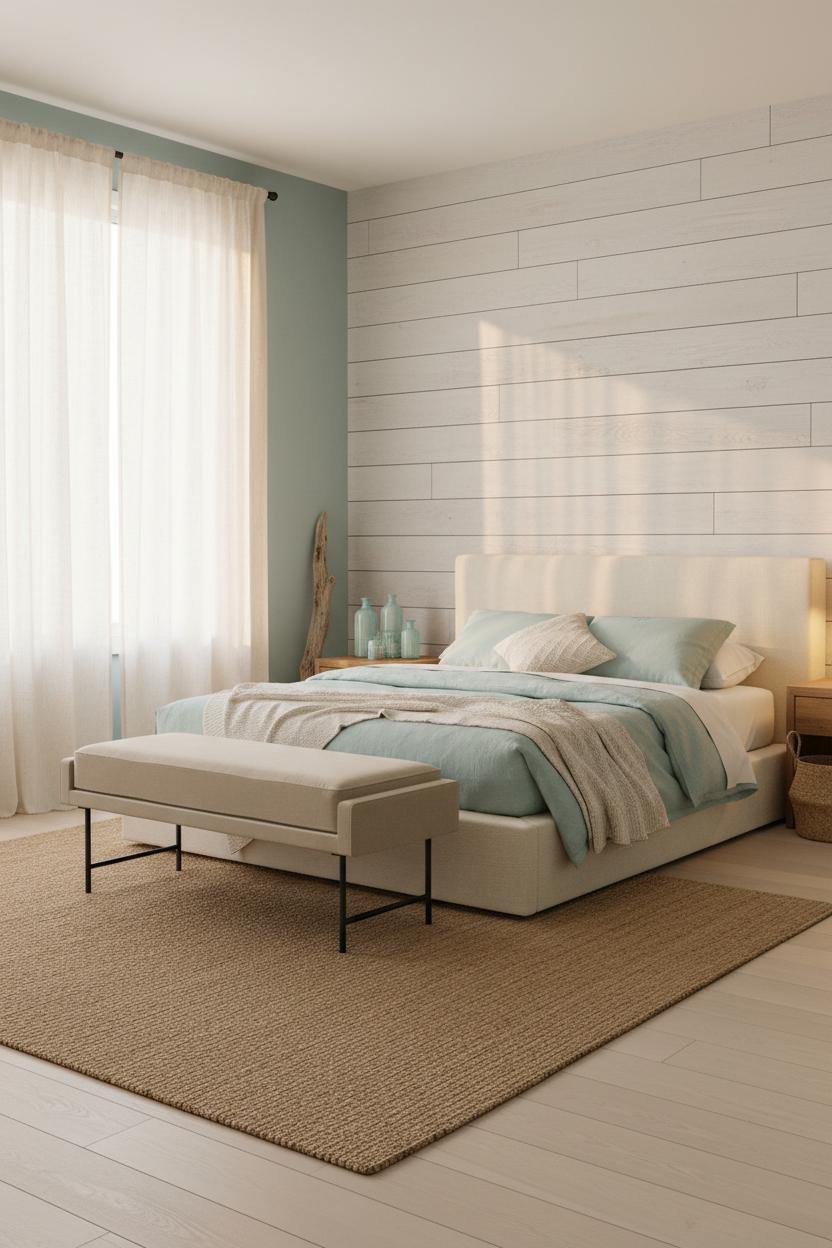 Coastal Blue Bedroom Shiplap Seafoam