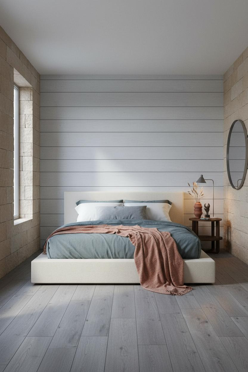 Coastal Blue Bedroom Shiplap Window Light