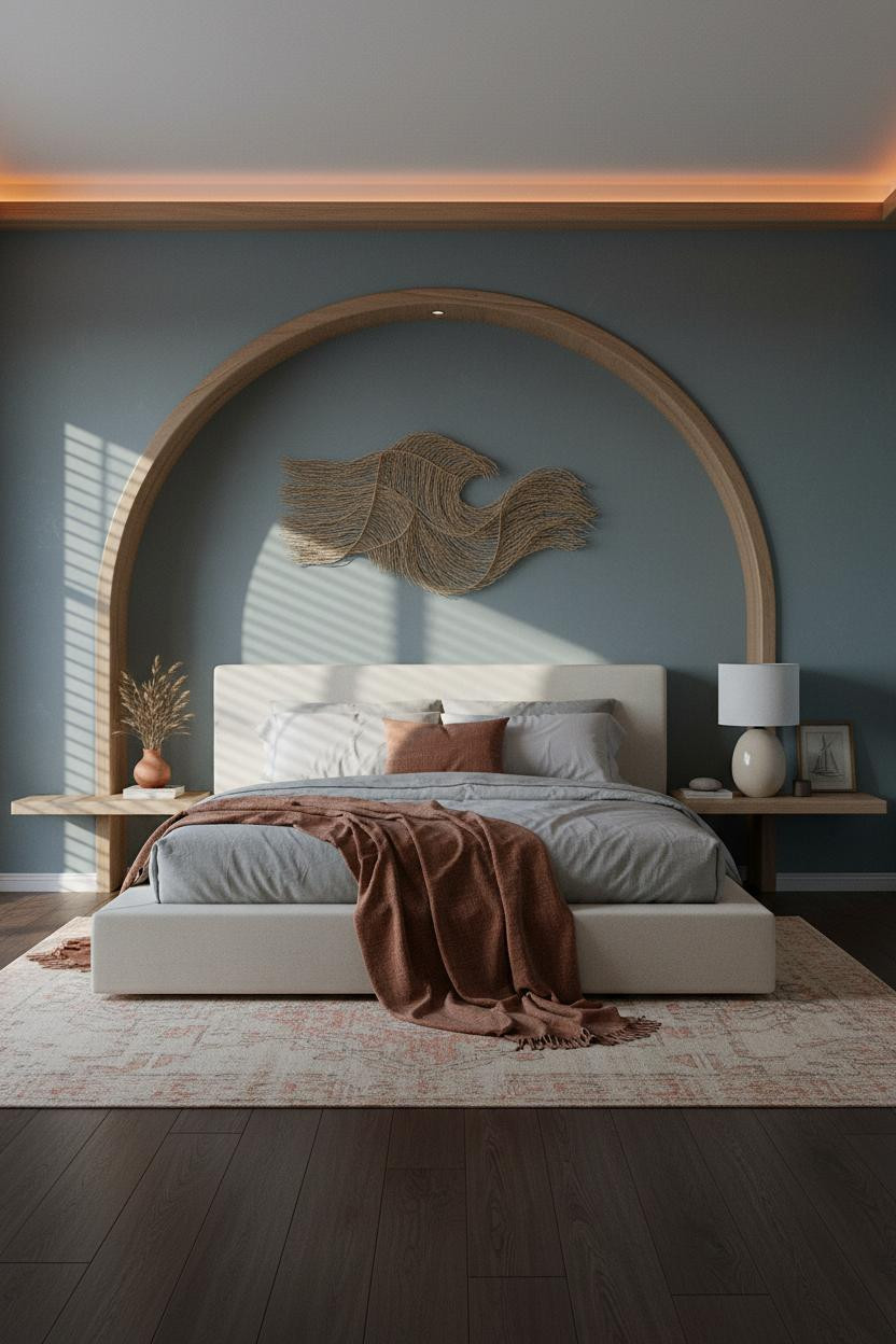 Coastal Blue Bedroom Slate Walls Driftwood
