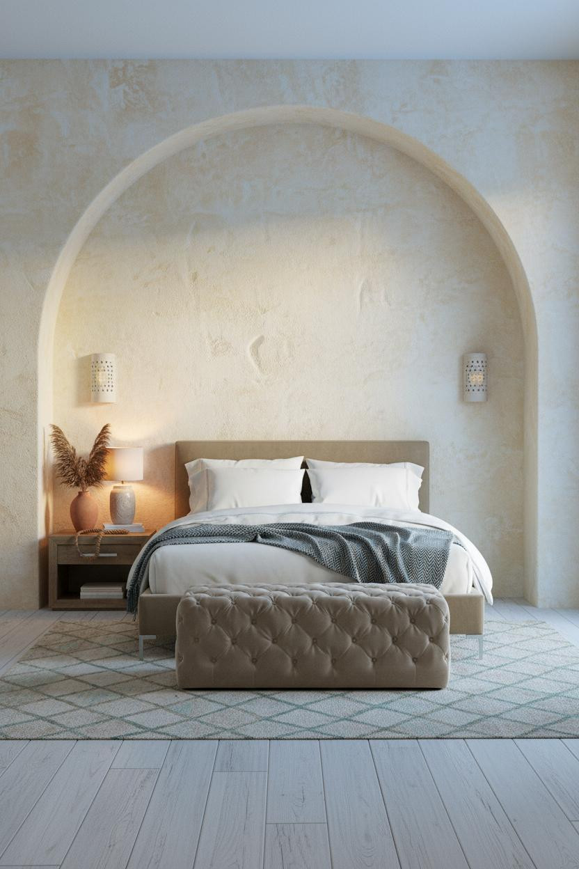 Coastal Boho Bedroom Arch Window