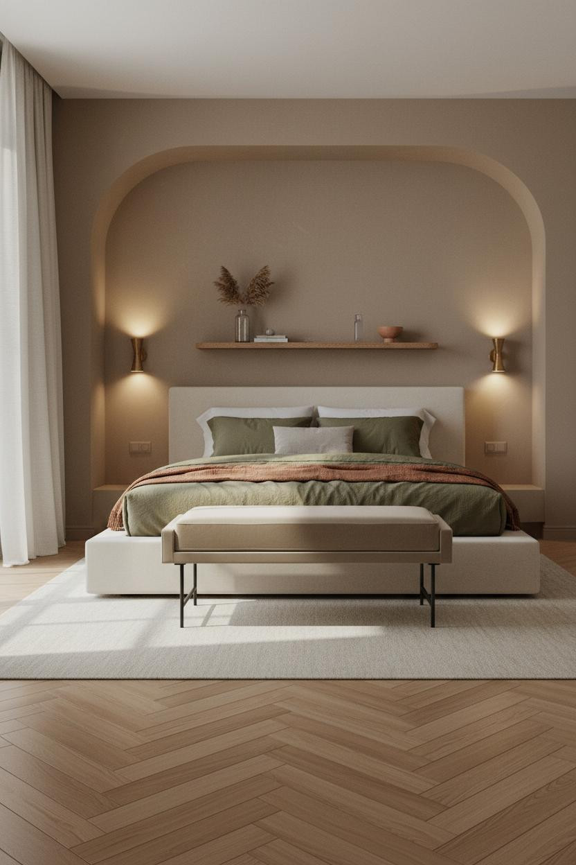 Coastal Boho Bedroom Taupe Plaster Alcove