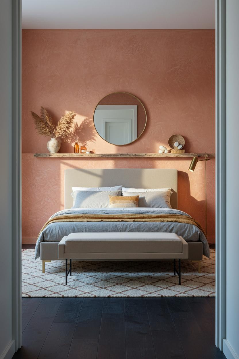 Coastal Boho Bedroom Terracotta Plaster