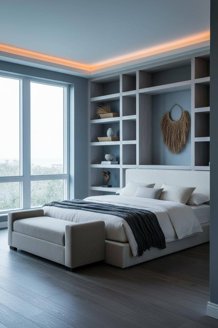 Coastal Chic Bedroom Bookshelf Design