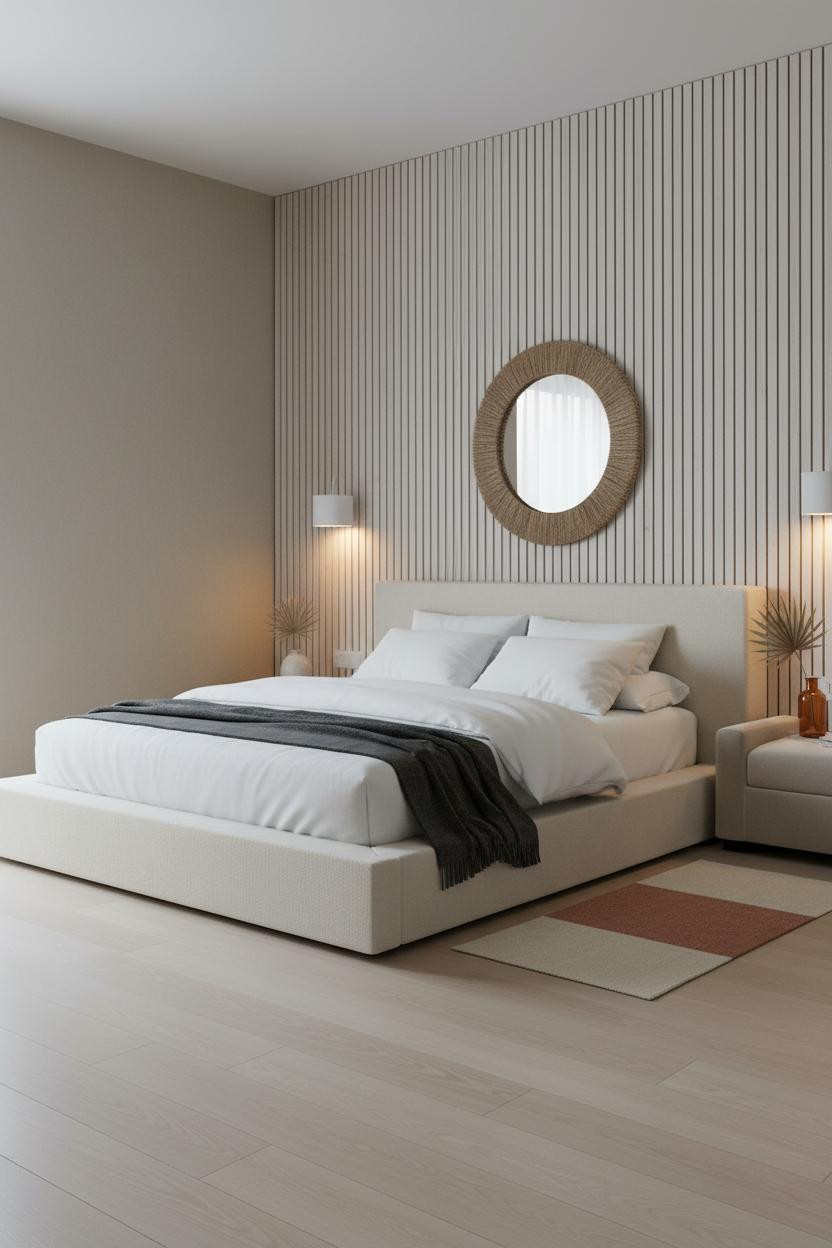 Coastal Chic Bedroom Japandi Driftwood Paneling
