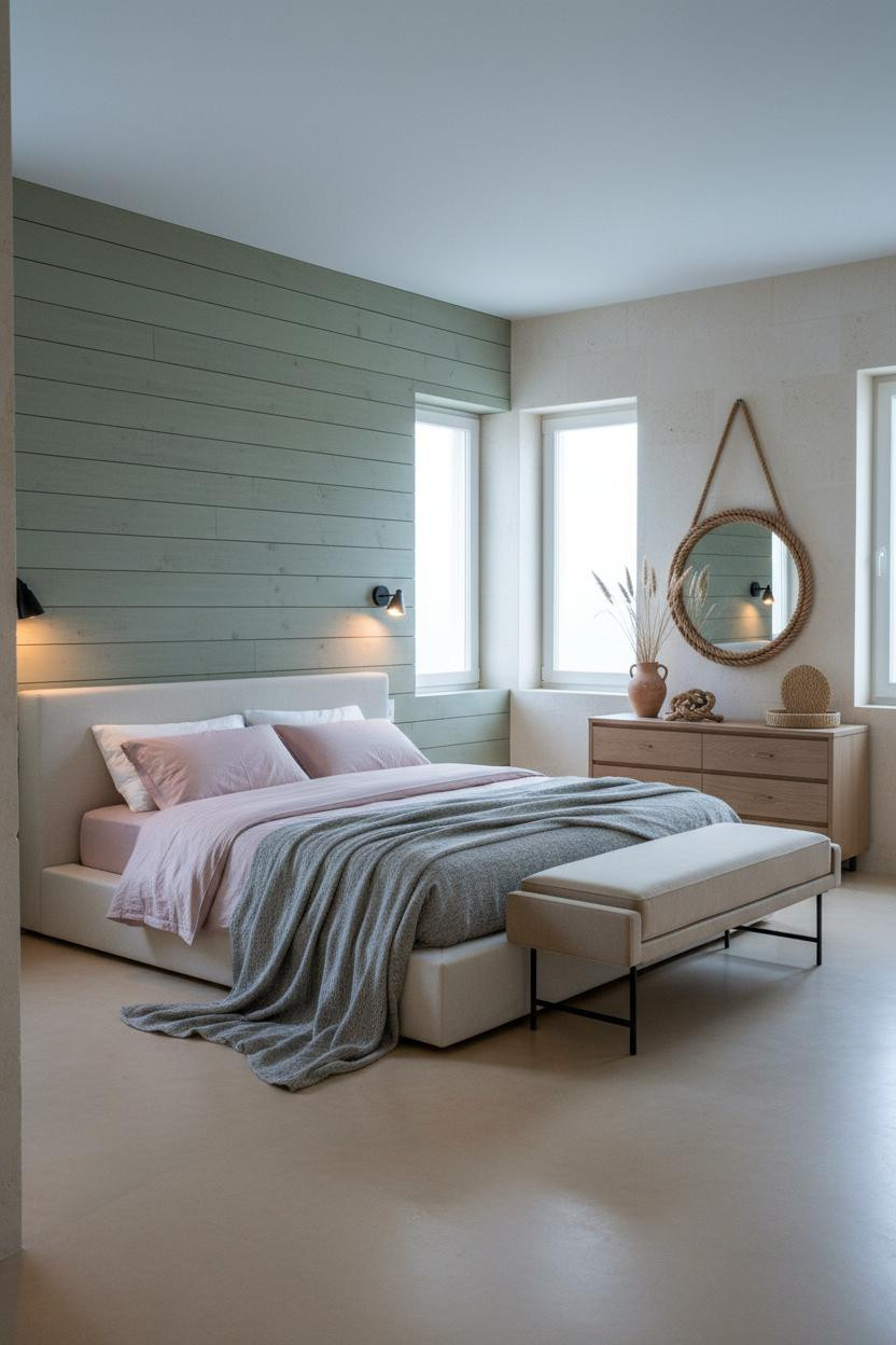 Coastal Chic Bedroom Sage Shiplap Neutral