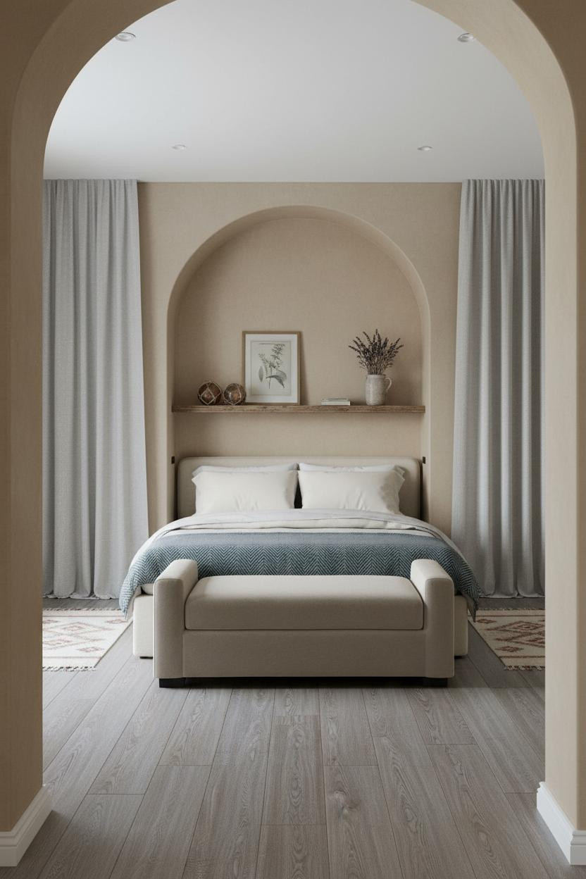 Coastal Grandma Bedroom Arched Alcove