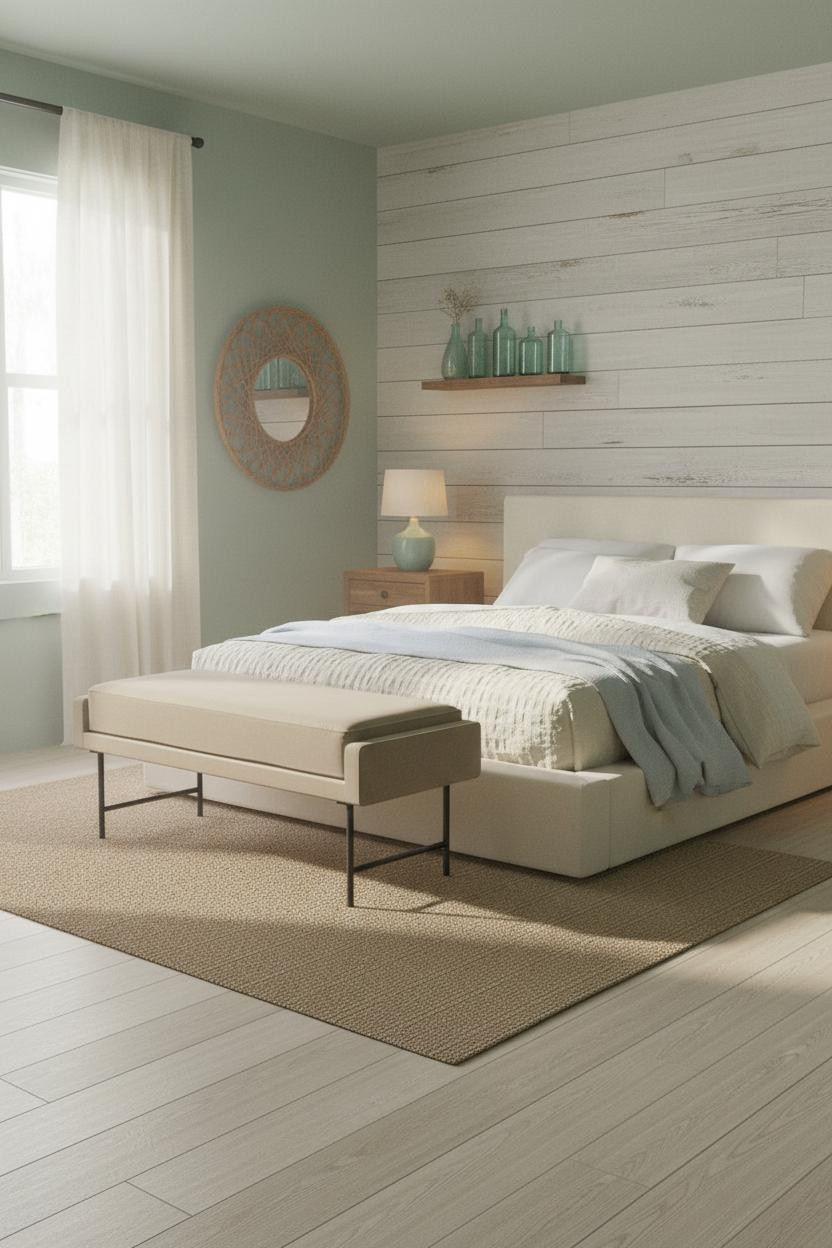 Coastal Grandma Bedroom Shiplap Seafoam