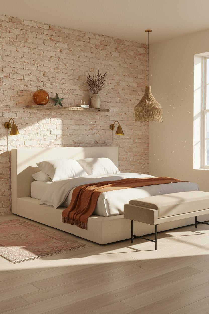 Coastal Grandma Bedroom Whitewashed Brick
