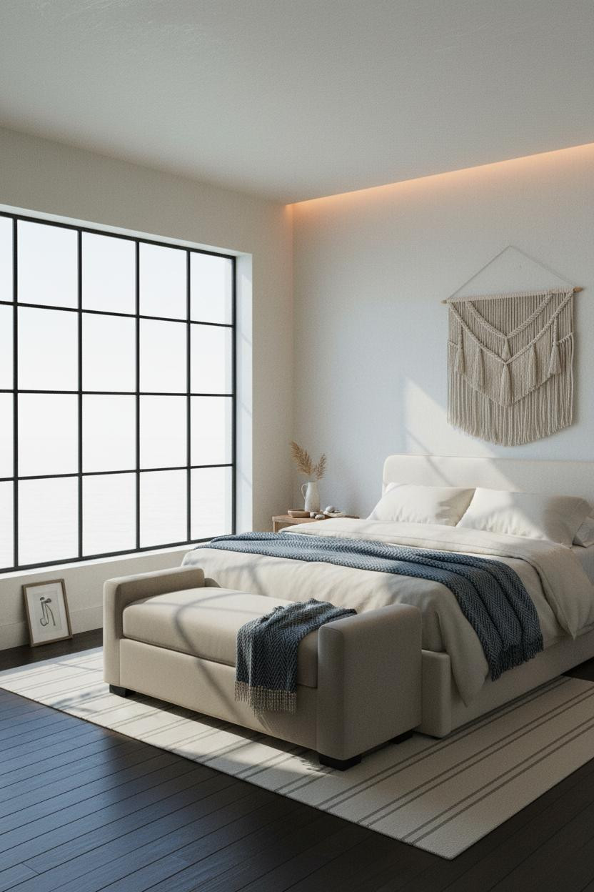 Coastal Guest Bedroom Crittall Windows
