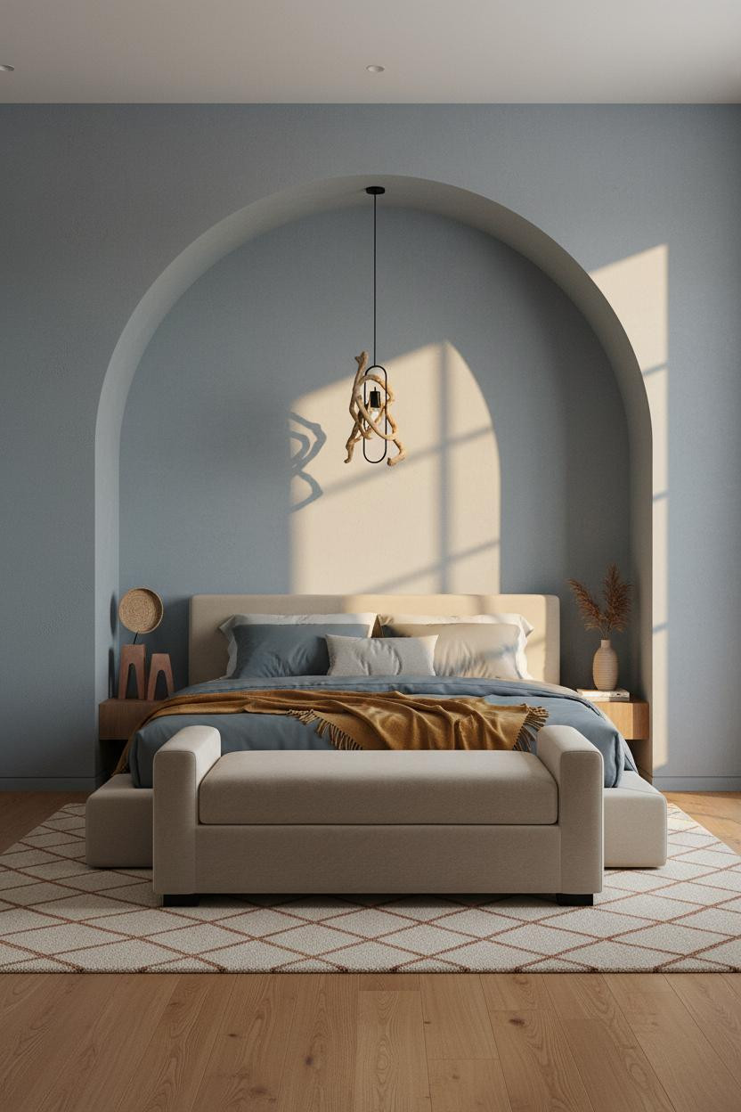 Coastal Guest Bedroom Mediterranean Arch