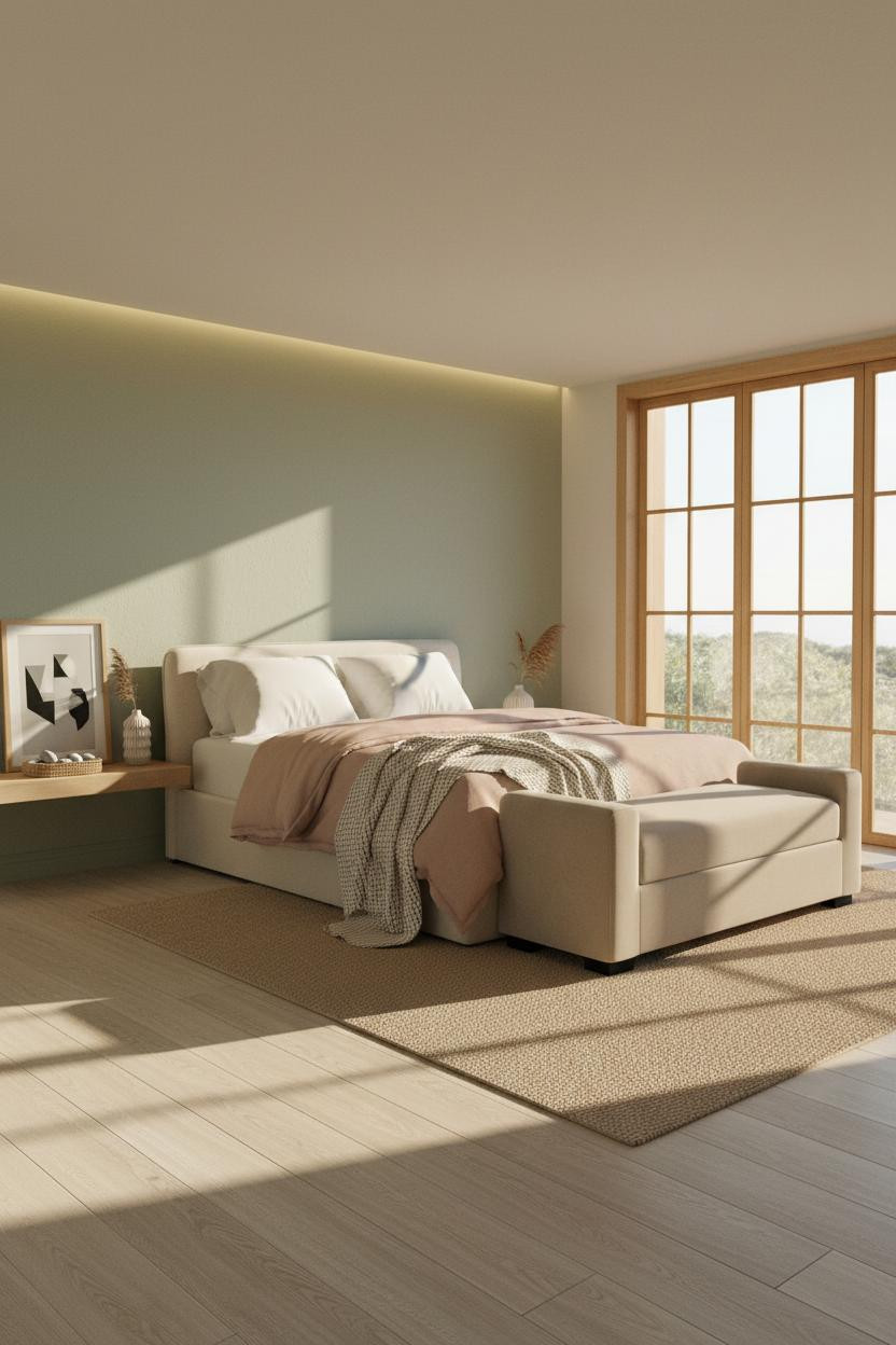 Coastal Guest Bedroom Sage Timber Window