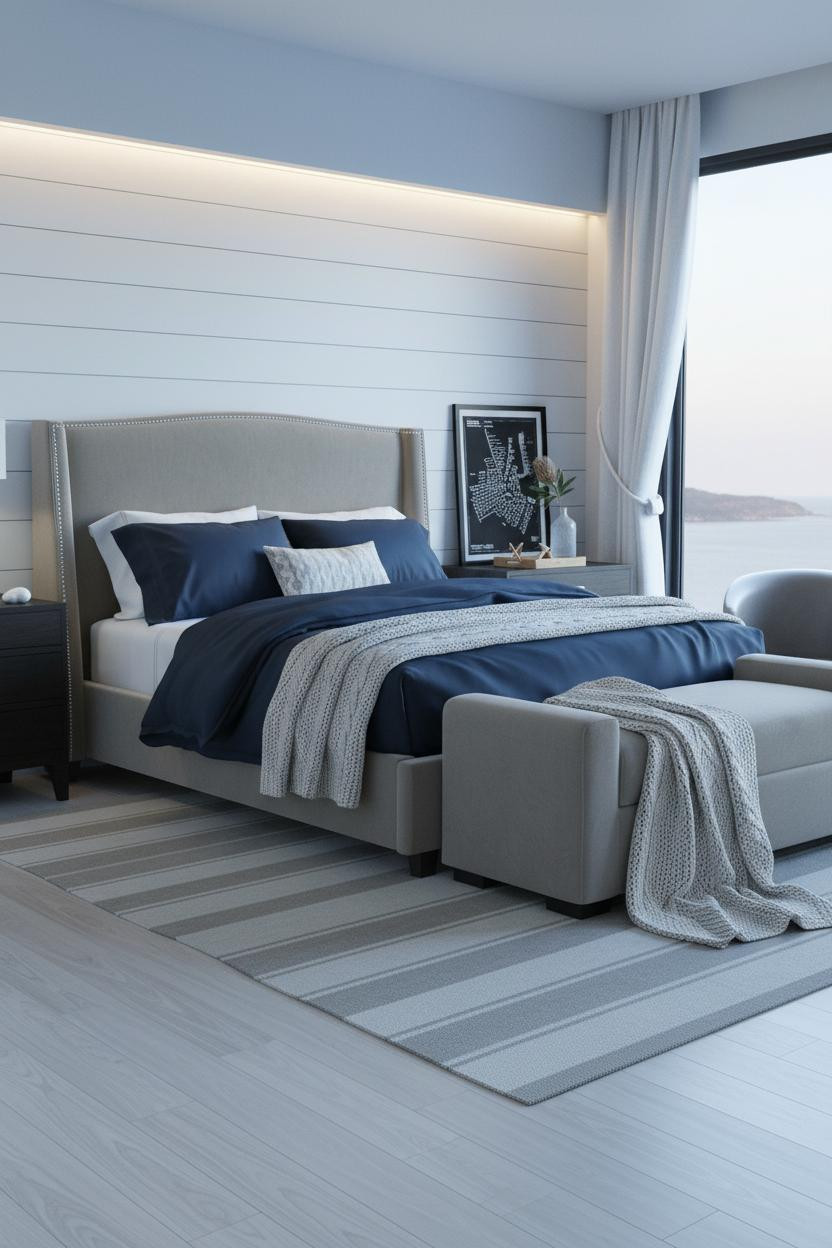 Coastal Guest Bedroom Shiplap White Walls