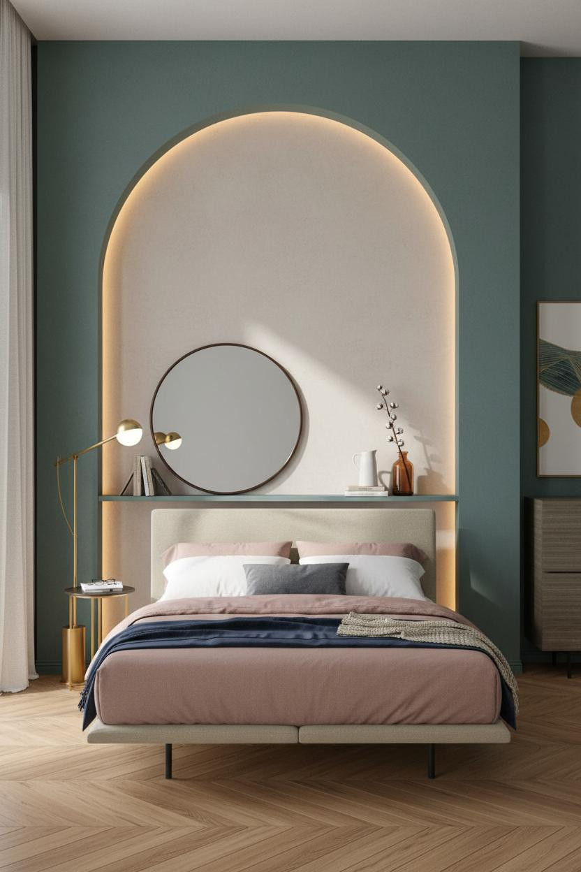 Coastal Modern Bedroom Arched Niche Sage