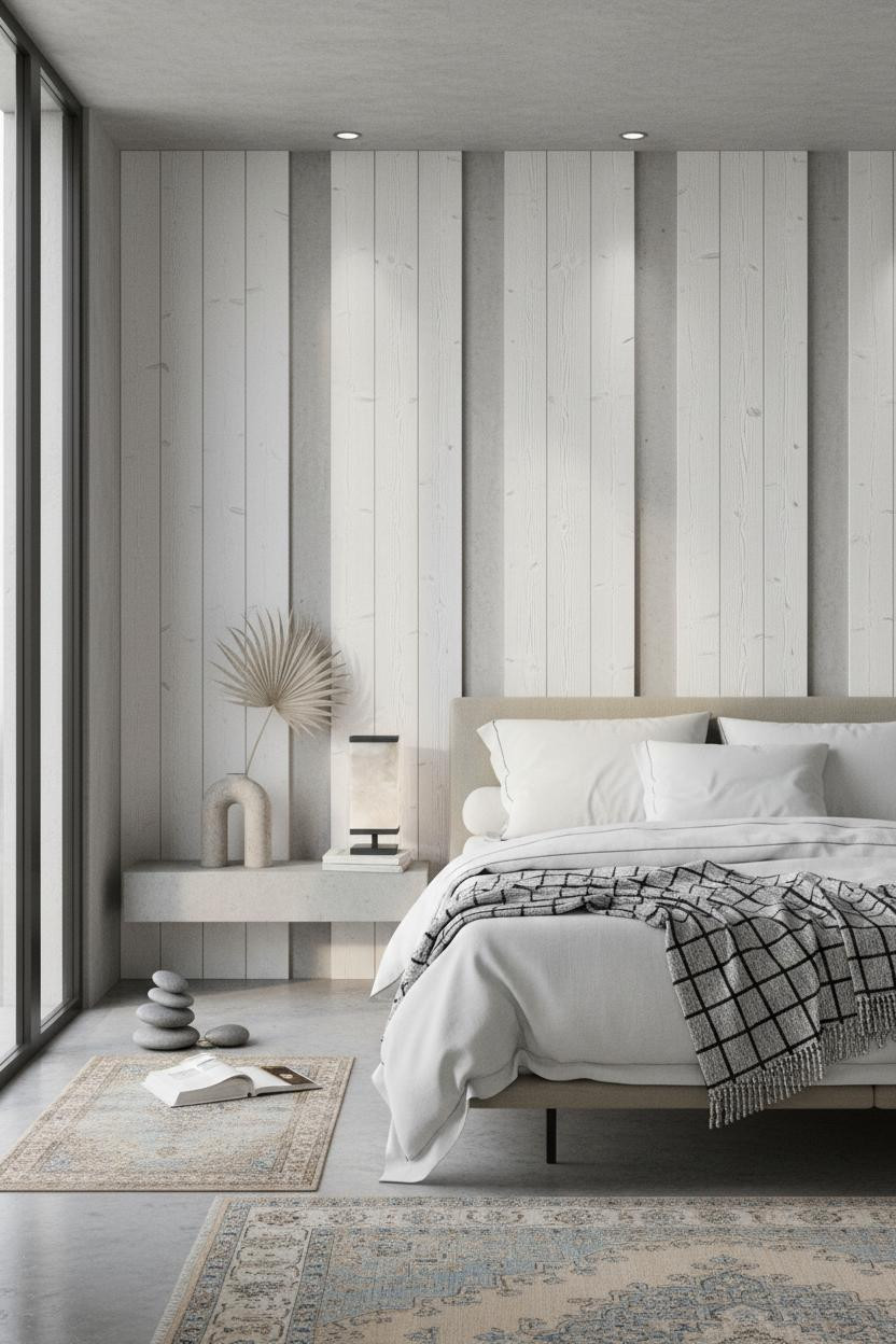 Coastal Modern Bedroom Batten Wall