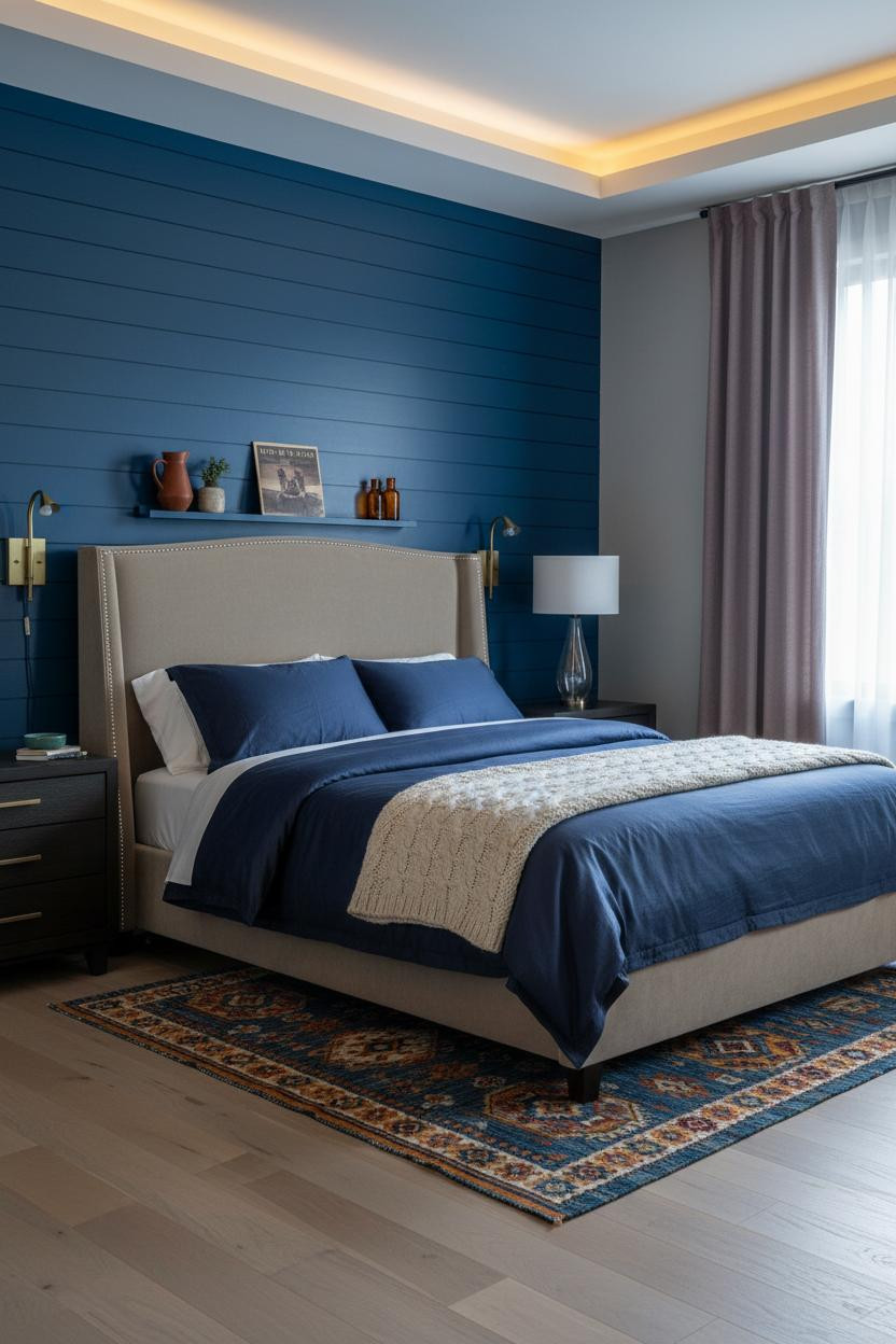 Colorful Bedroom Cobalt Shiplap Jewel Tones