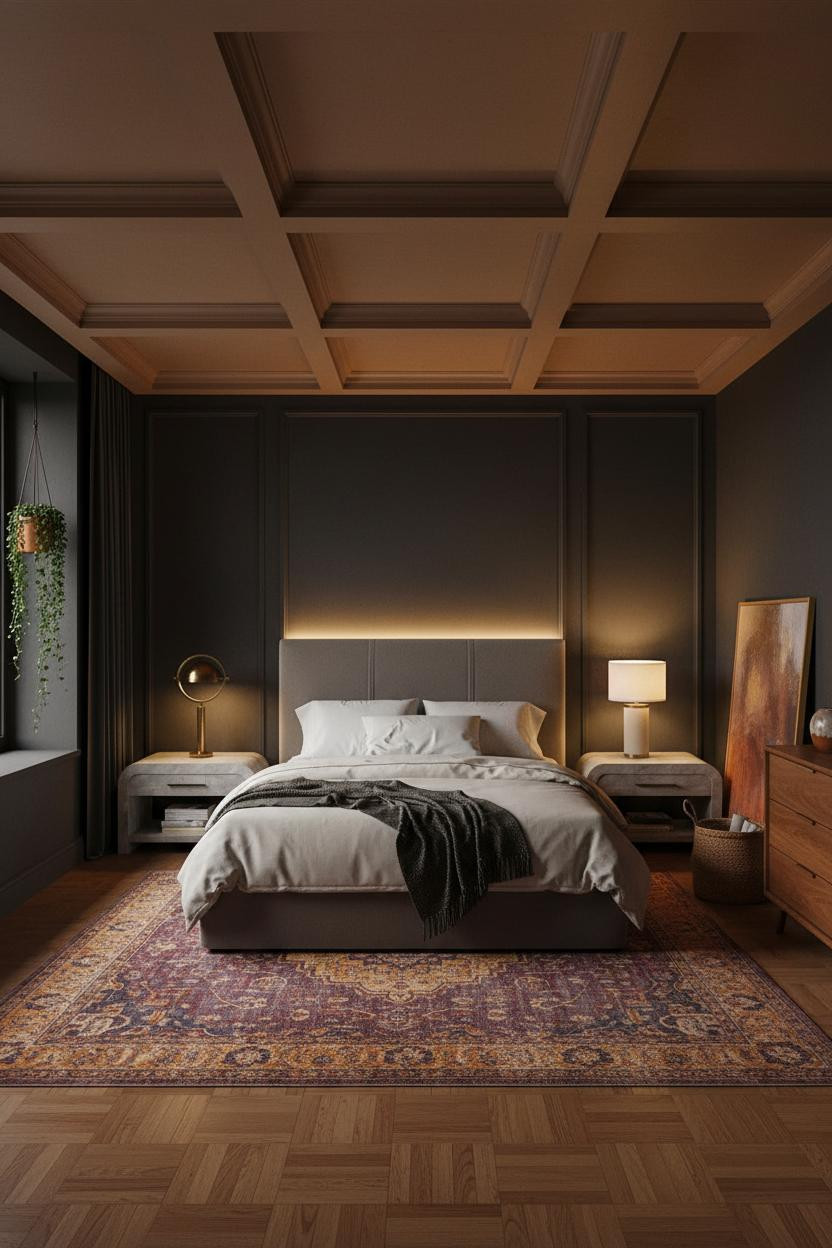 Colorful Bedroom Jewel Tones Amber Lighting