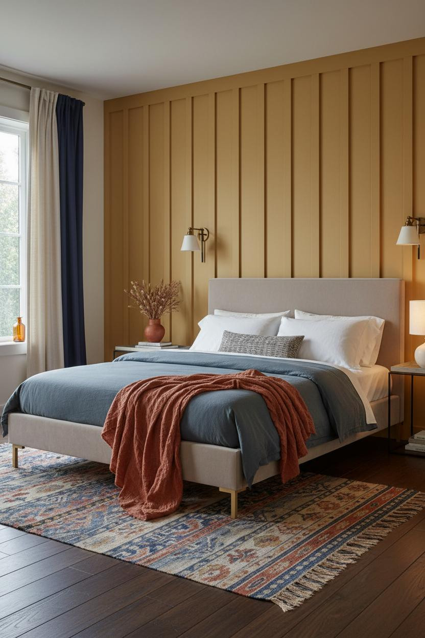 Colorful Bedroom Ochre Indigo Jewel Tones