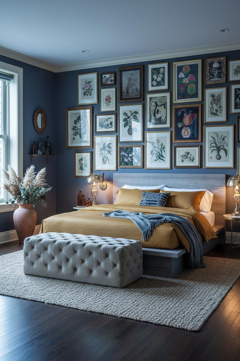 Colorful Maximalist Bedroom Gallery Wall Eclectic
