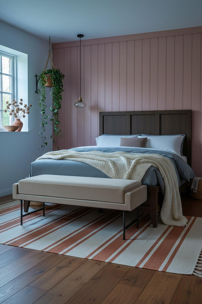 Cottage Bedroom Dusty Rose Board and Batten Window