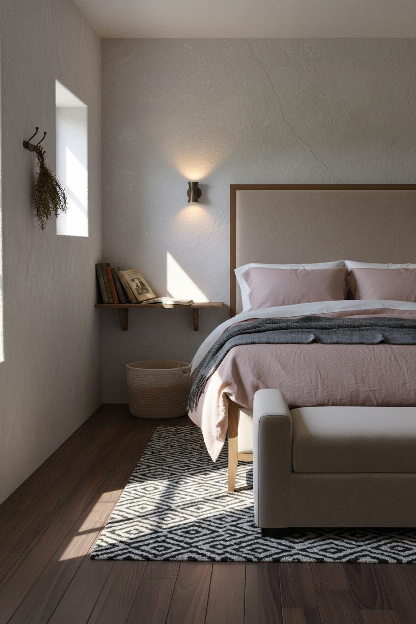 Cottage Bedroom European Stone Plaster