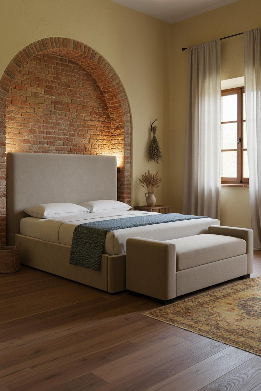 Cottage Bedroom Tuscan Villa Terracotta Brick