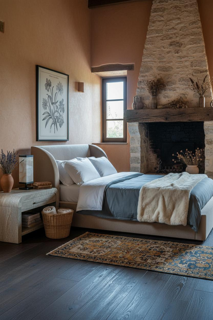 Cottagecore Bedroom Vintage Fairycore Stone Fireplace