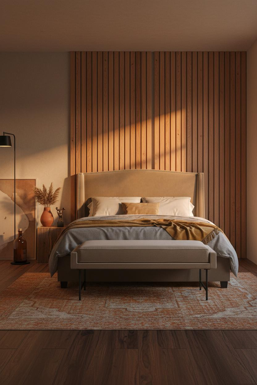 Cozy Boho Bedroom Cedar Accent Wall