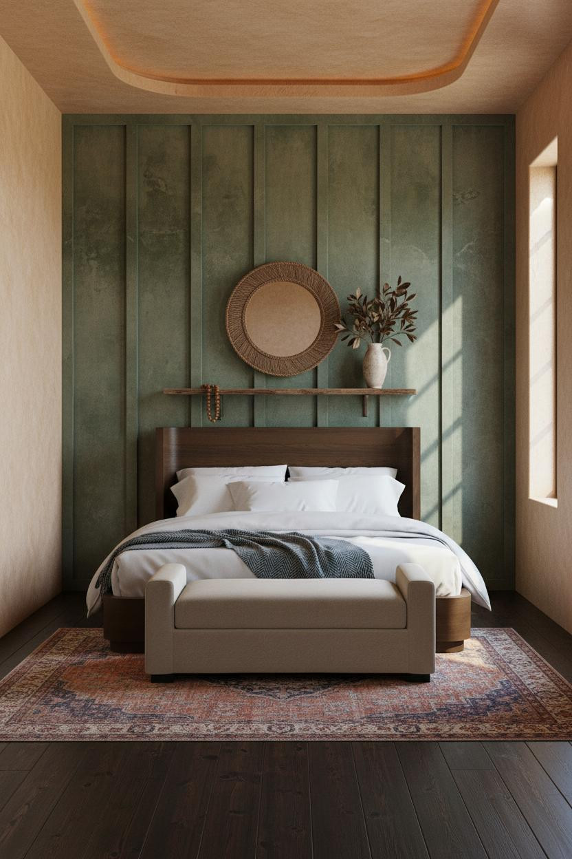 Cozy Boho Bedroom Earthy Accent Wall
