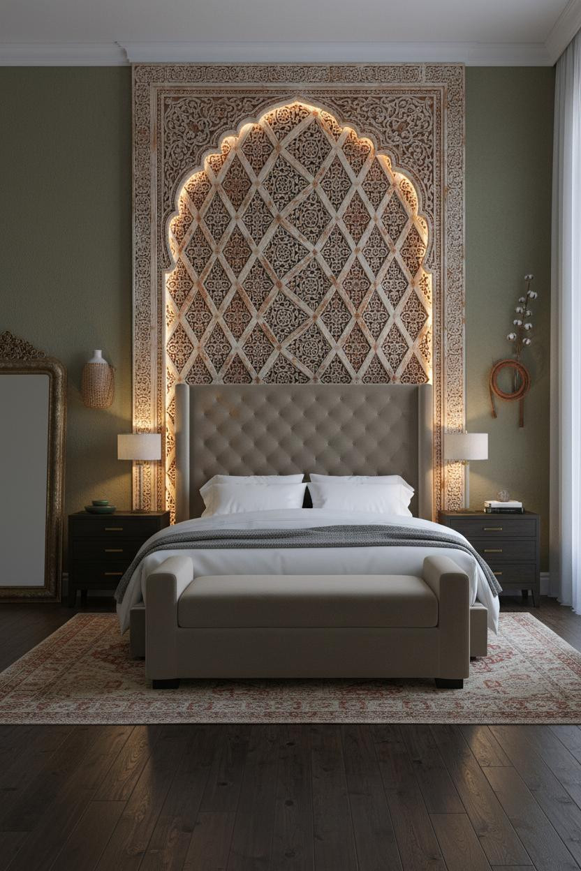 Cozy Boho Bedroom Moroccan Accent Wall