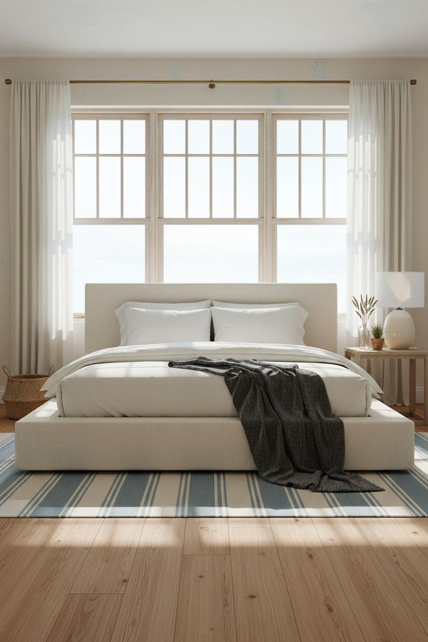 Cozy Coastal Bedroom Casement Windows