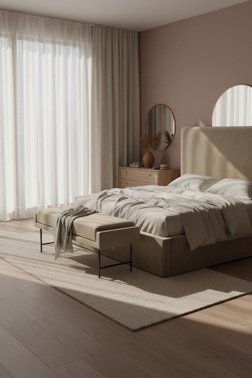 Cozy Elegant Bedroom Dusty Rose Linen