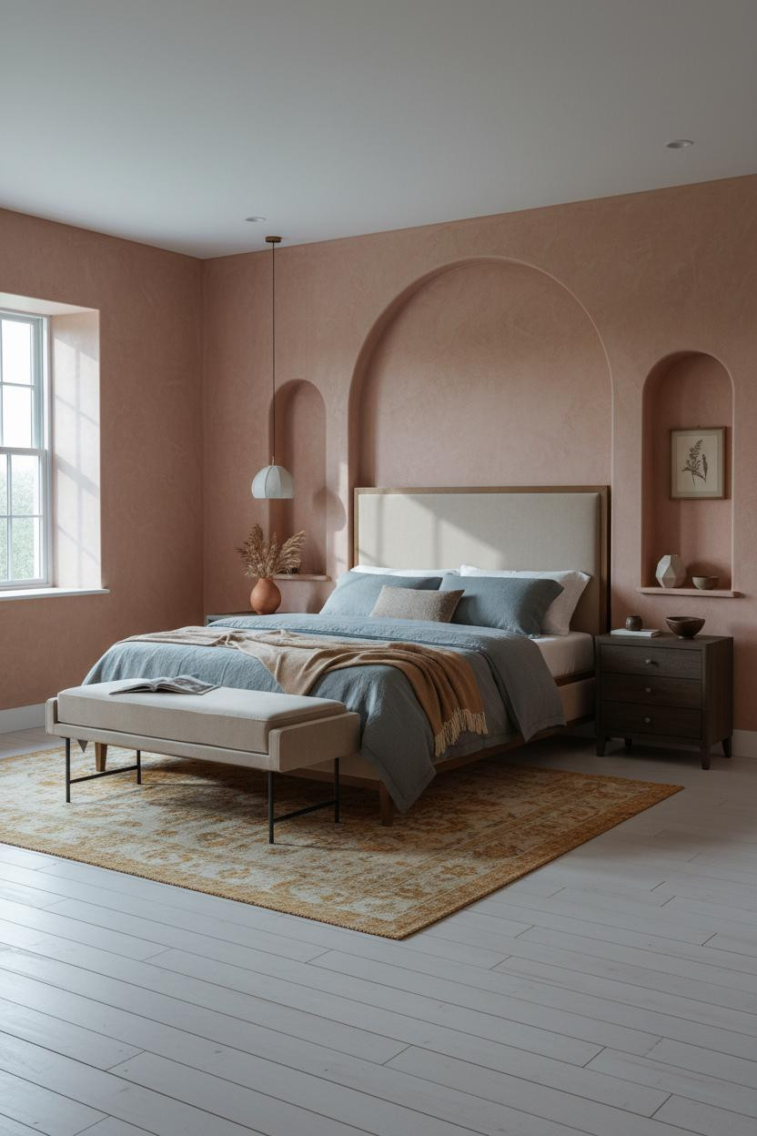 Cozy Guest Bedroom Farmhouse Arch Niche