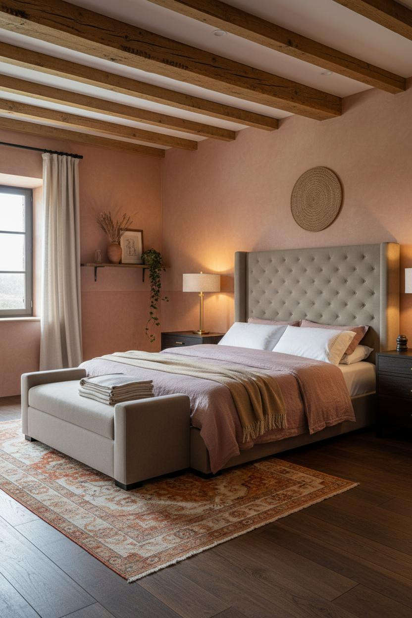 Cozy Guest Bedroom Farmhouse Beams