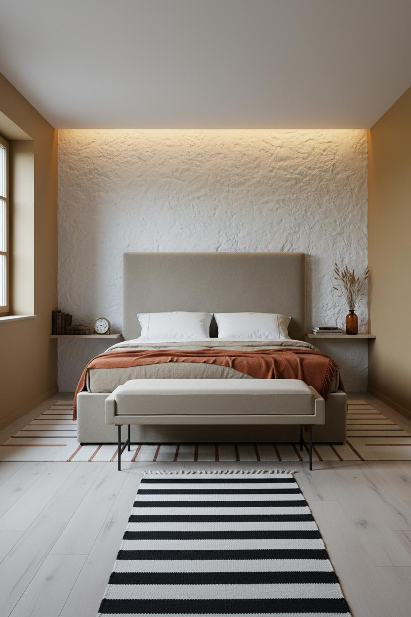 Cozy Guest Bedroom Farmhouse Textured Wall