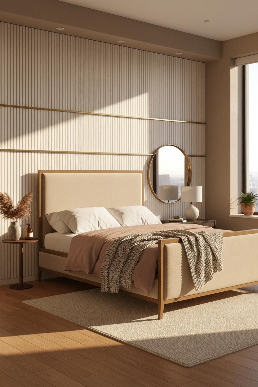 Cozy Luxury Bedroom Slatted Headboard