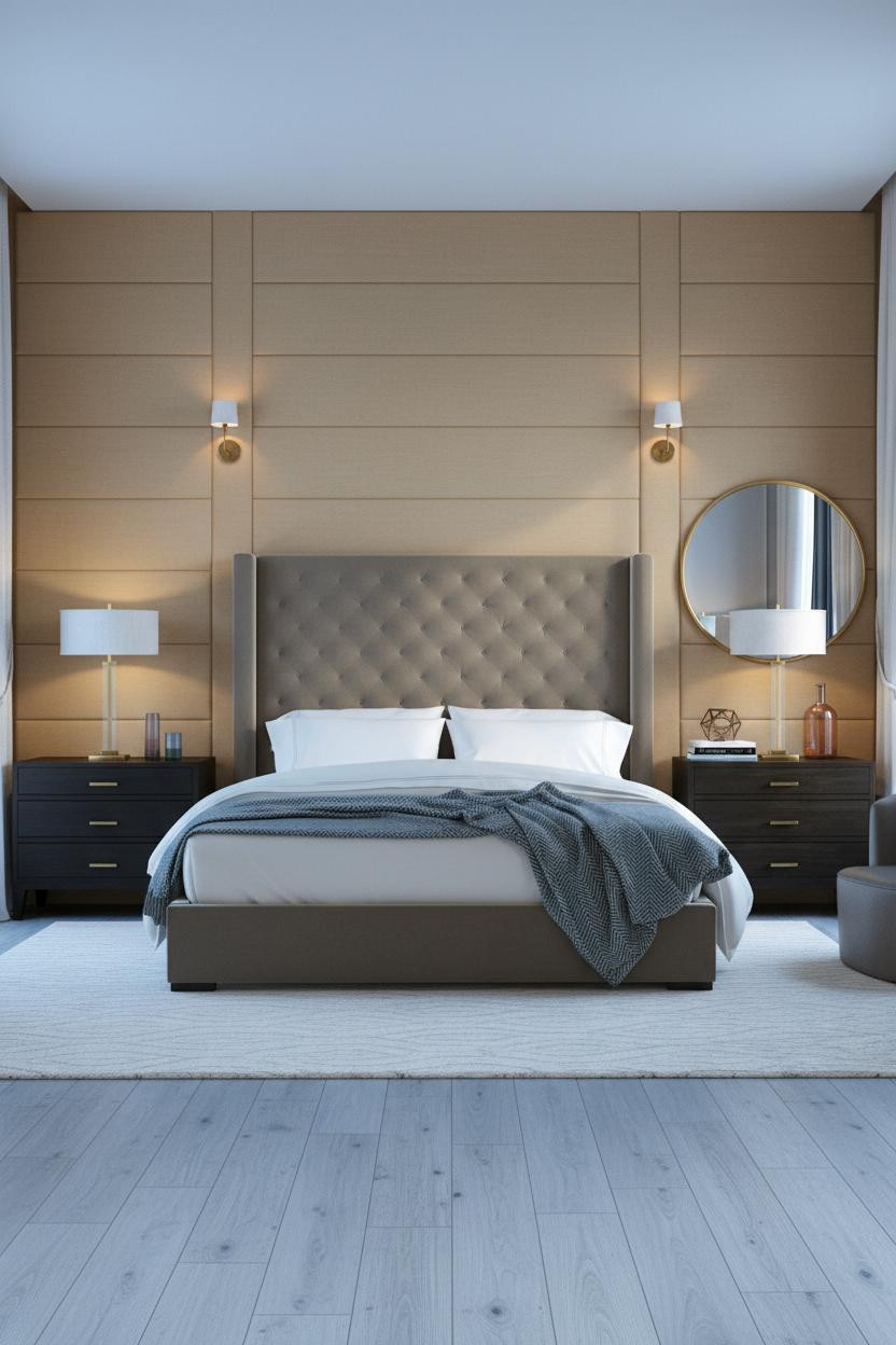 Cozy Luxury Bedroom Upholstered Headwall