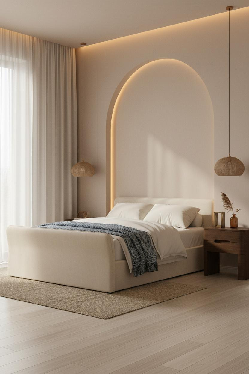 Cozy Studio Apartment Arched Alcove Bedroom