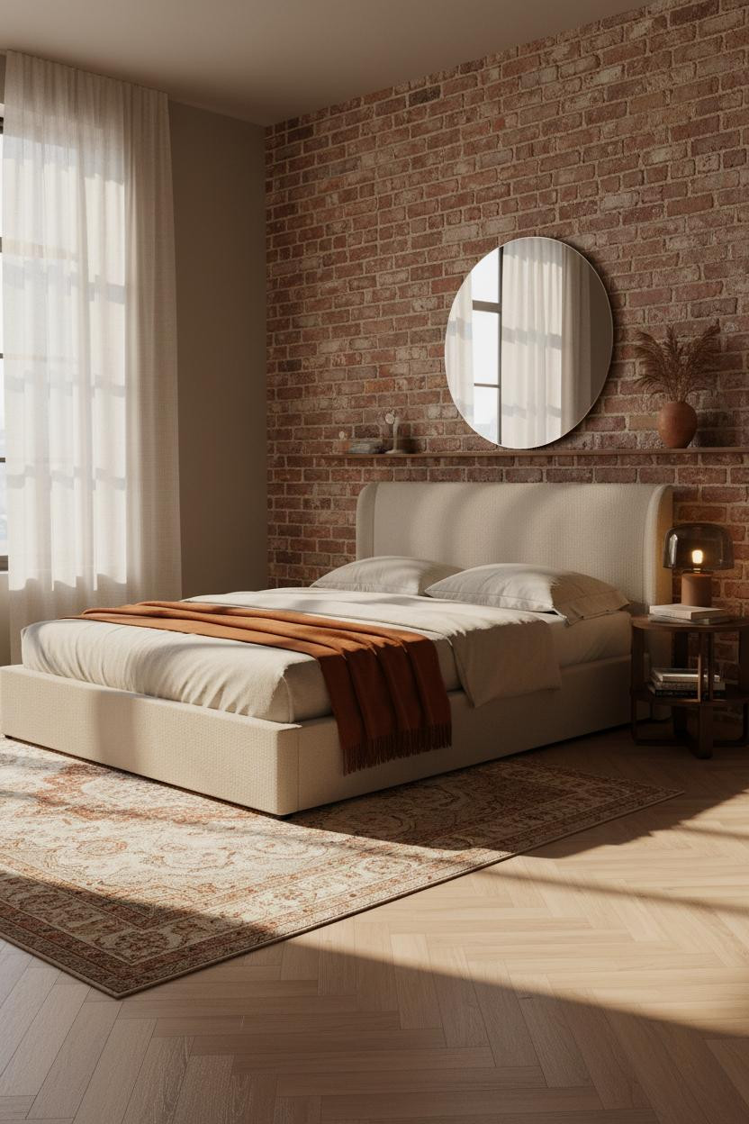 Cozy Studio Apartment Japandi Exposed Brick