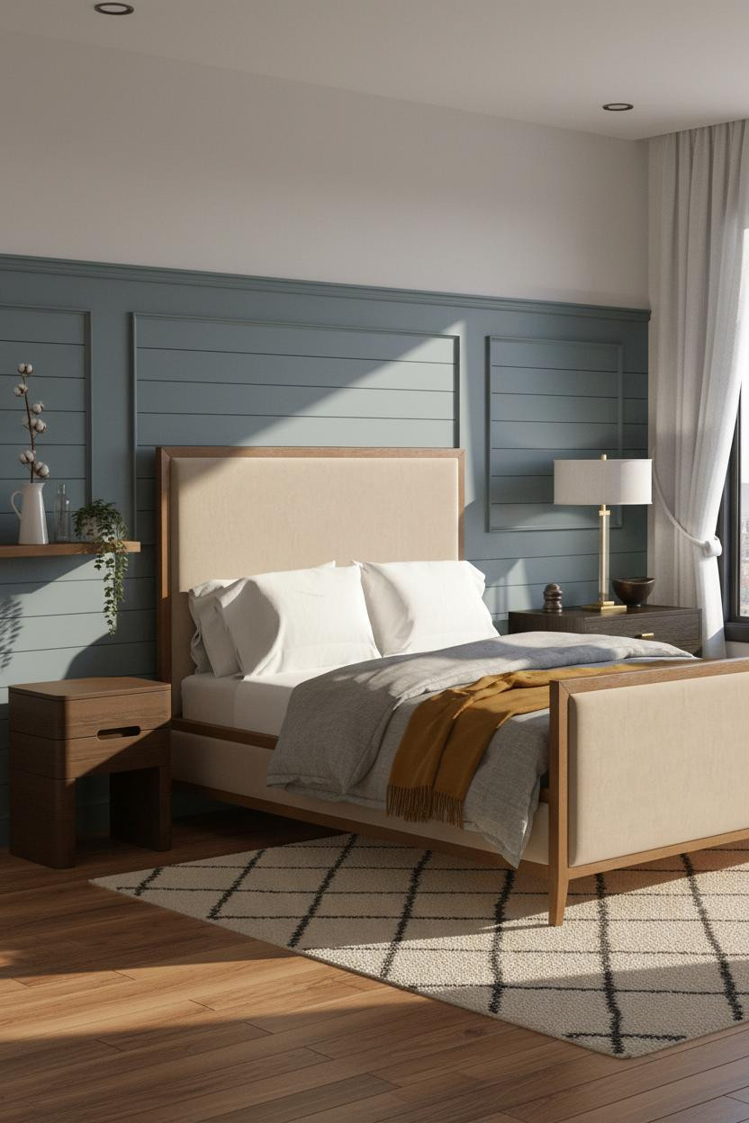 Cozy Studio Apartment Slate Wainscoting Rug