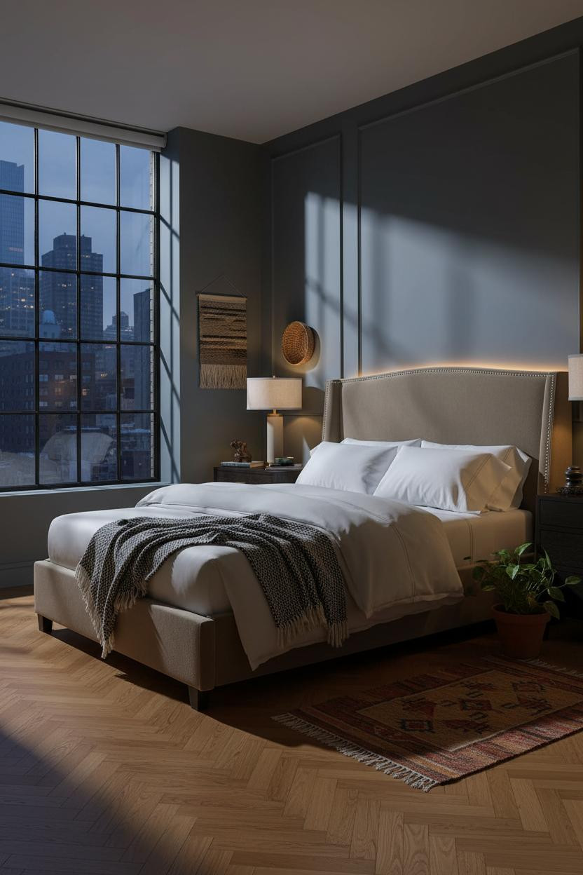 Cozy Studio Apartment Warm Lighting Small Spaces