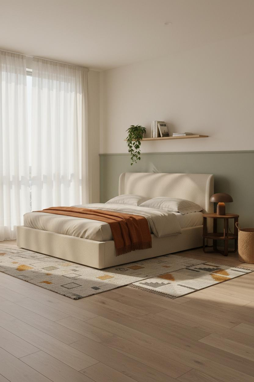 Cute Studio Apartment Japandi Bedroom Design