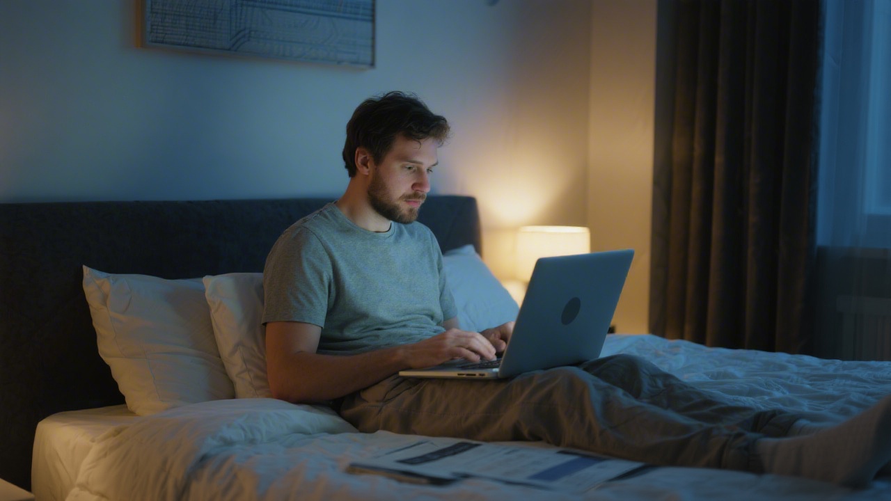 Person researching Cyber Monday mattress deals online from bedroom
