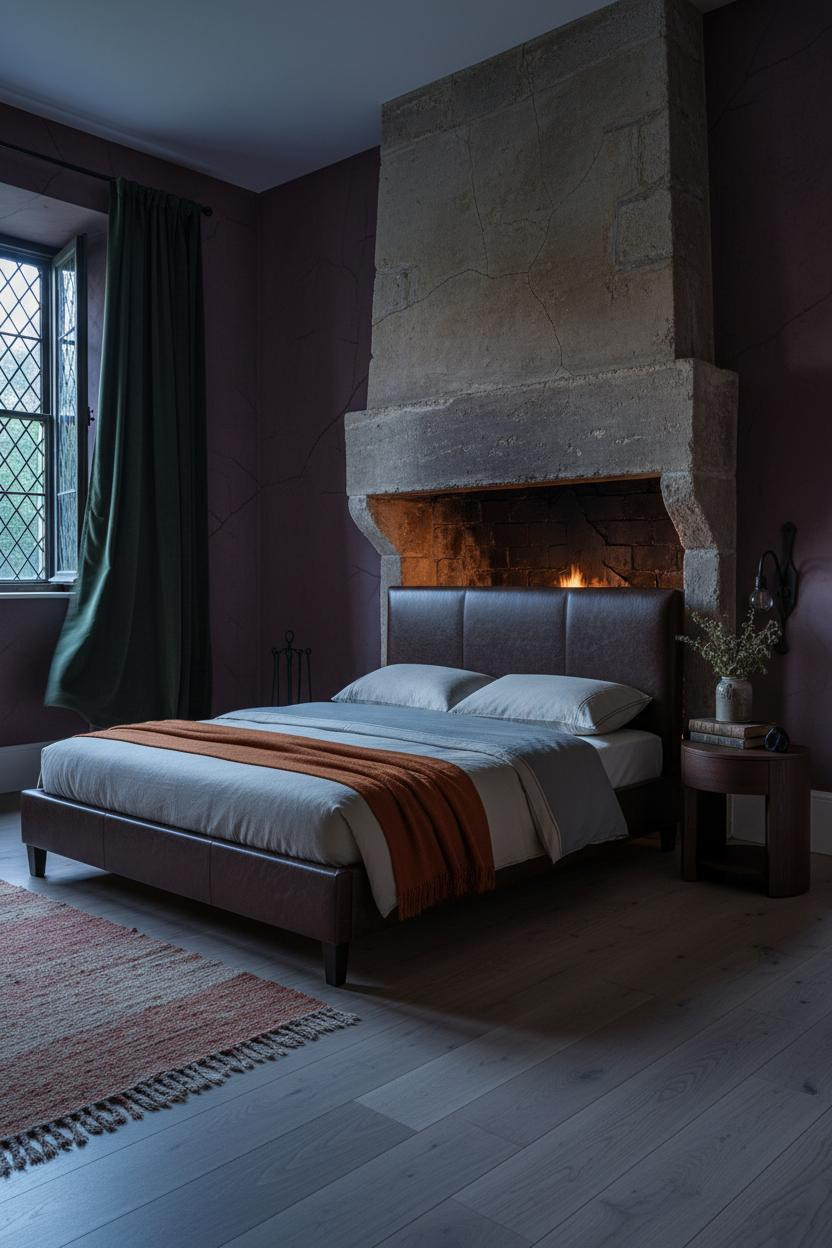 Dark Cottagecore Bedroom Fireplace Forest