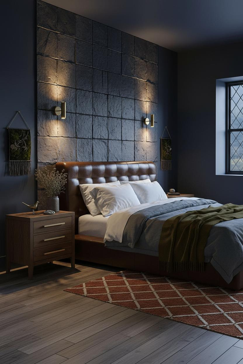 Dark Cottagecore Bedroom Slate Brass