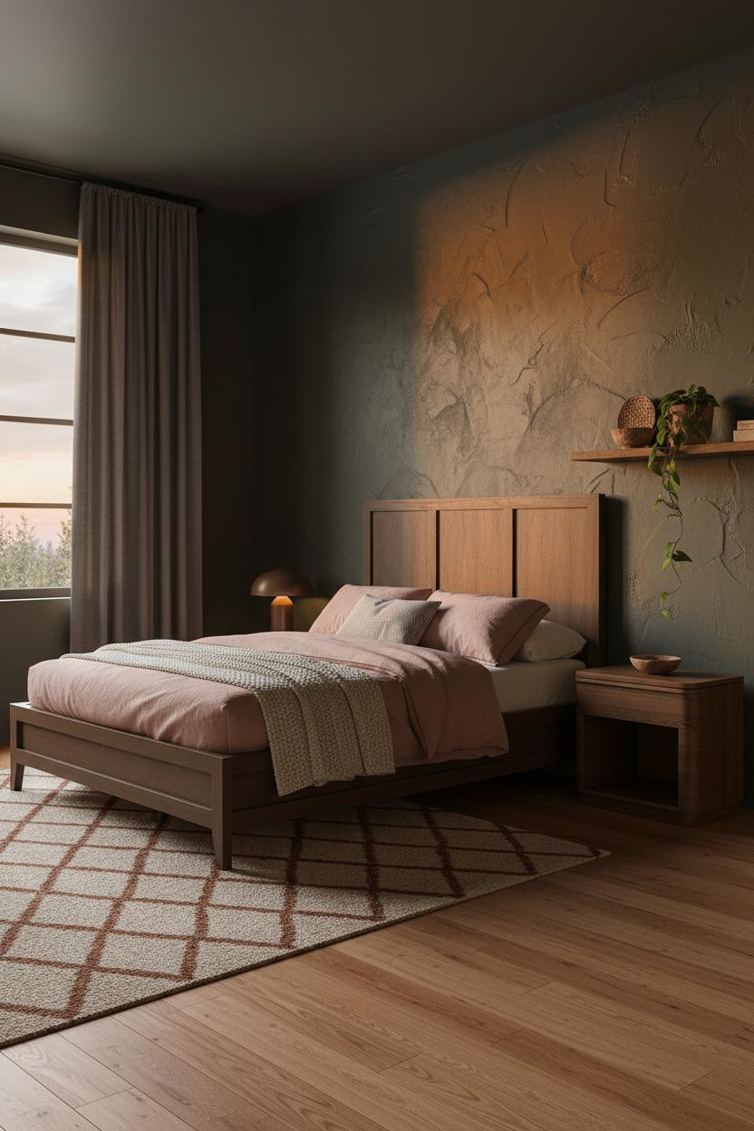 Dark Green Moody Bedroom Rustic Wood