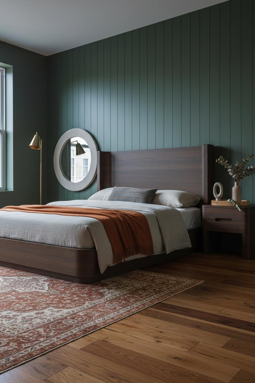 Dark Green Moody Bedroom Shiplap